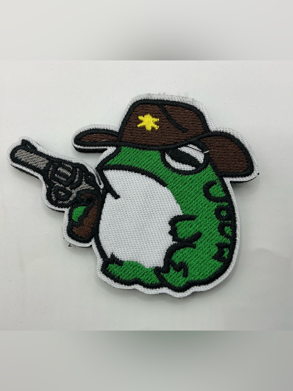 TACTICAL MORAL HOOK & LOOP EMBROIDERED PATCH FROG WITH PISTOL GUN SHERRIF
